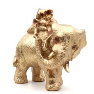 Irayin Statue Elephant, Elephant Décoration, Cadeau Maman, Mère Eléphant Portant Deux Eléphanteaux, Objet Décorations Modernes pour Intérieurs, Salon, Bureau - Or (Irayin, neuf)