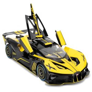 imtfzct Bugatti Bolide - Voiture miniature 1:24, en aluminium moulé sous pression avec fonction de rappel, lumière et son, modèle de collection, jouet pour enfant, cadeau pour enfant (jaune) (imtfzct Store, neuf)