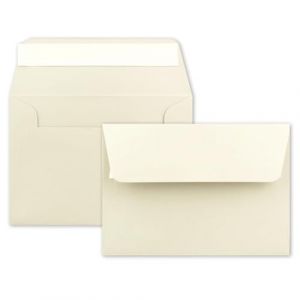 Lot de 25 enveloppes à lettre, B6, vanille (crème), 12,5 x 17,5 cm, fermeture adhésive 120 g/m², languette de fermeture fine, enveloppes d'invitation de qualité supérieure (GUSTAV NEUSER GmbH, neuf)