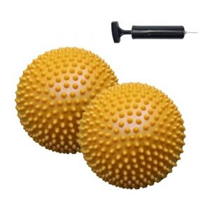 KMOCEPLY Lot de 2 dosettes d'équilibre en forme de hérisson avec pompe, coussin d'équilibre, ballon d'équilibre de fitness demi-picots avec pompe pour massage, stabilité, entraînement musculaire, yoga (pingyuanshifanquxiaojiushenghuoyongpinguan, neuf)