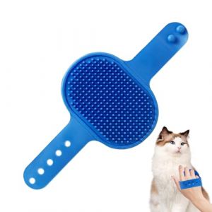 Brosse à chat | Brosse à chat avec sangle et souple | accessoire réglable en silicone pour soins des animaux, utilisation à sec et humide pour la maison, les voyages, les abris et les jambes (ziokuga, neuf)