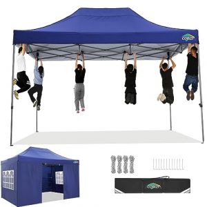COBIZI Tonnelle de Jardin Tente 3x4.5 étanche Stable,Pavillon de Jardin Protection UV avec 4 Panneaux latéraux Festival Tente de réception Protection Solaire Pavillon pour Mariage, Bleu Marine (Qiopes, neuf)