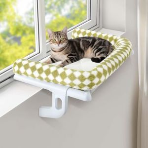 GUUSII HOME Hamac pour Chat Fenetre Panier Suspendu Chats au Lit Radiateur Etagere Transat Cat Robuste Facile &agrave; Monter et &agrave; d&eacute;placer Pas de Ventouse Balcon Jusqu'&agrave; 18kg 63 * 38cm(Vert,L) (GUUSII HOME, neuf)