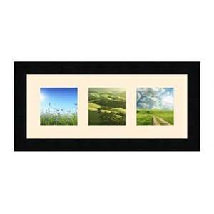 Cadres Photos pêle mêle multivues Peach 3 Photo(s) 10x10 Passe Partout, Cadre Photo Mural 38x15 cm Noir, 3 cm de Largeur (RK Cadres, neuf)