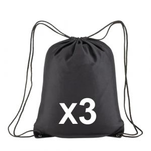 Artexia Sac à Dos Sport Gym Sack Gymnastique Natation Imperméable - Voyage, Chaussures, École Maternelle - Pour Enfants et Adultes Unisexe - 3 Pièces Noir, 38x42cm (Artexia Collection, neuf)