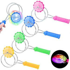 YOUYIKE 4pcs Toupie Lumineuse Magn&eacute;tique, Manivelle Inertie Jouets de Cascade Anti-gravit&eacute; Toupie Lumineuse avec LED Sensoriels Fidget Toys Anti Stress pour Enfant Cadeau Adulte (Yanniler-EU, neuf)