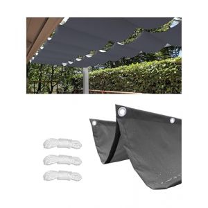 Rétractable Vague Voile Ombrage 3.6x3.6m Rectangulaire Imperméable Toile D'ombrage Filet D'ombrage Bâche Ombrage Protection UV Solaire pour Jardins Balcons Terrasse Pergola Gris foncé (Woace®, neuf)