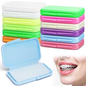AUYAO 12 Bo&icirc;tes Cire Orthodontique, 60 Bandes de Cire pour Accolades avec Outil de Coupe, Cire Protectrice, Cire Dentaire pour Soulager les Douleurs des Appareils Dentaires, 10 Parfums de Fruits (Yadark, neuf)