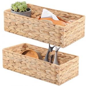 YheenLf Boite Rangement, Panier Osier pour Maison, Salle de Bain, Salon et Chambre, Bureau et Plus, Ensemble de Deux (Grand 37×16.5×11cm, Petit 33×12.5×10cm), Jacinthe d'Eau (YheenLf, neuf)