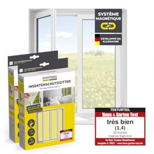 EASYmaxx Moustiquaire de fenêtre avec Fixation magnétique innovante | Moustiquaire jusqu'à 150x180 cm découpable Individuellement, Pas de perçage ni de vissage | Fixation avec 12 aimants [2 Pièces] (DS e-Sales GmbH, neuf)