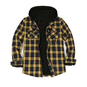 ZENTHACE Veste-chemise &agrave; capuche en flanelle doubl&eacute;e Sherpa pour homme, &agrave; fermeture &eacute;clair compl&egrave;te et &agrave; motif &eacute;cossais, XL (ZENTHACE, neuf)