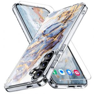 ANTSHARE Coque pour Samsung Galaxy S25 Plus,avec 1*Verre de Protection blind&eacute;,[Marbre Slim] Anti-Goutte Anti-Choc Housse Fine Souple en TPU Silicone Anti-Rayures Marbre &eacute;l&eacute;gant Case (Huakay-EU, neuf)