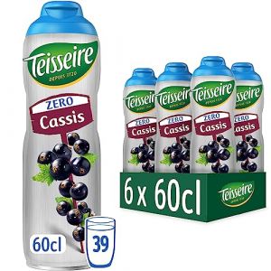 Teisseire Z&eacute;ro Sucre, Sirop de Cassis pour Boisson Rafra&icirc;chissante, Cocktails, Bidon 6x60cl (THE SIROP SHOP, neuf)