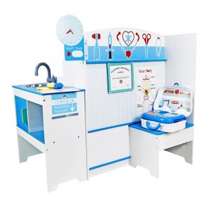 Cabinet Médical Enfant en Bois Siper Jouet Éducatif Montessori Centre Médical 3 en 1 avec Mallette et Accessoires Jeu de Docteur pour Fille et Garçon ATAA (ATAA, neuf)