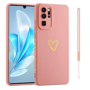 Jeelar ESONG Coque pour Huawei P30 Pro,Ultra Fine Antichoc Housse en Silicone Souple Doux TPU Etui avec Motif Coeur d'amour Dor&eacute; Mignon/Protection Camera,Belle Case pour Femme/Fille-Rose (ESONG, neuf)