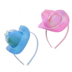 HONITANO Lot De 2 Serre-T&ecirc;tes Chapeaux De Cowboy Laser Accessoires Pour Cheveux Pour Filles Haut-De-Forme Rose Bandeau Enfant Chapeau &Agrave; Th&egrave;me Bandeau De F&ecirc;te Pour (LUWELI, neuf)