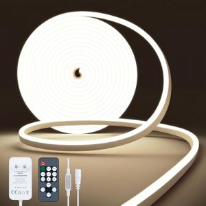NELUX Neon Ruban LED Exterieur 5m, Bande Lumineuse LED Etanche Blanc Neutre 4000K, Bandeau N&eacute;on Tube Flexible Murale, Enseigne Lumineux Decoration Chambre. Comprend T&eacute;l&eacute;commande et Alimentation 24V (FRILAP, neuf)