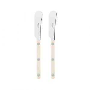 Sabre Paris | Lot de 2 Tartineurs 14 cm Bistrot couleur Ivoire et finition brillante. Couverts en Acier Inoxydable. Idéal pour beurre, tapenades, pâte à tartiner (Sabre Paris, neuf)