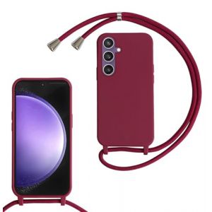 xinyunew Coque pour Samsung Galaxy S25 avec Cordon de Collier, Coque avec Cordon Étui Silicone TPU Housse, Collier RéglableTéléphone Portable Lanyard Case Samsung Galaxy S25, Rouge (xinyunew, neuf)