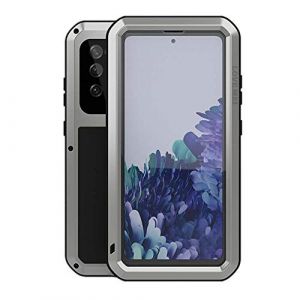 LOVE MEI Coque pour Samsung Galaxy S20 FE 5G, Outdoor Sports Heavy Duty M&eacute;tal Blind&eacute; Coque &Eacute;tanche Antichoc Anti-poussi&egrave;re Full Body Protection Case avec Verre tremp&eacute; pour Galaxy S20 FE 5G (Argent) (Yeon store, neuf)