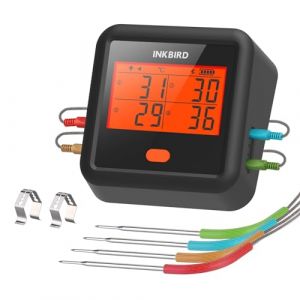 INKBIRD Thermometre Cuisine IDT-34C, Thermometre Barbecue 5.1 Met 4 sondes Bluetooth,Sonde Temperature Sans Fil avec Alarme de Température pour Fumoir Four Barbecue Grill Thermomètre (Inkbird Tech., neuf)