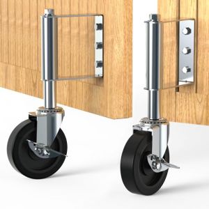 HOLKIE Roue de Portail Robuste 100mm Roulettes à Ressort Roulettes Pivotantes Roue de Portail pour Portail en Bois et Clôture Capacité 100 Kg Argent (2 pièces) (GuJi Direct, neuf)