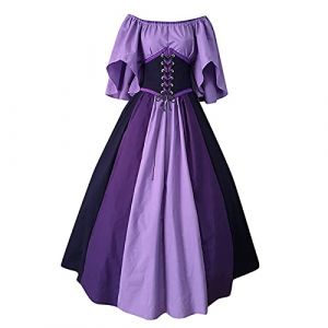 Robe Costume Medieval Femme Victorienne Steampunk Vintage Steampunk Costume Couleur D'épissure Corset Style de Cour Victorienne DéGuisement DéGuisements Dress Halloween Renaissance Robe Viking Femme (mailaoboss, neuf)