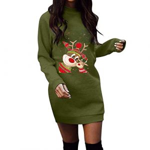 WVONIF Robe Noël Femme Chic Robe Noel Femme Vintage Automne Hiver Robe Année 80 Noël Robe Vintage Femme Années 50s 60s Robes de Soirée Cocktail Mariage Fête Costume Père Noël Adulte (BAULMD（90% Big Promotion Without Discount Code ）, neuf)