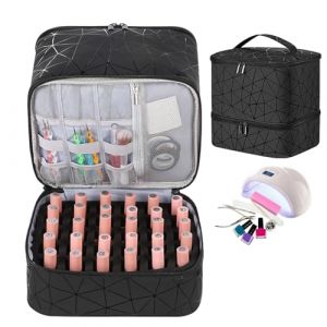 &Eacute;tui de rangement pour vernis &agrave; ongles, sac de rangement pour vernis &agrave; ongles, &Eacute;tui de transport pour porte-vernis &agrave; &agrave; 2 couches avec &eacute;tui pour s&egrave;che-ongles, Peut contenir 30 bouteilles de vern (xiaosiu, neuf)