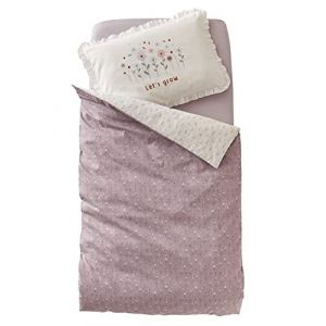 VERTBAUDET Housse de Couette bébé réversible Douce Provence écru/Parme 100X120 (VERTBAUDET, neuf)