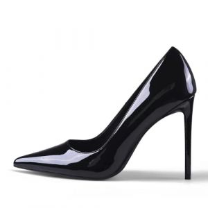 GENSHUO Escarpins Femme Stiletto à Talon Haut Aiguille Bout Pointu 10cm Chaussure à Talon pour Fête Mariage Club Soirée Noir Taille EU 37.5 (angelilazhou, neuf)