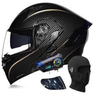 ACLFFSHOP Bluetooth Modulable Casque Moto Homologué ECE, Flip Up Casque Adulte Moto avec Double Visière pour Anti-Collision Casque Scooter Casque Integral Modulable pour Homme Femme M~XXL (GXPgxp, neuf)