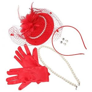 WEKADRIN 1 Jeu Bandeau Rose Étagère Pilulier Chapeau Voile Boucle D'oreille Boucles D'oreilles En Sterling Chapeaux Pour Femmes Hélix Bandeau Avec Clips Collier En or Délicat Chiffon (CIUUNIG, neuf)