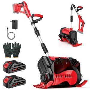 Fraise &agrave; Neige sans Fil 21V, Souffleuse &agrave; Neige &Eacute;lectrique avec 2 Piles, Moteur sans Brosse, Affichage de la Puissance Num&eacute;rique, Design Tra&icirc;neau, Hauteur Travail 18CM, Largeur Travail 30CM (RAMONA DIVERSE MARKET, neuf)