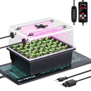 HG Power Kit de semis avec Mini Serre int&eacute;rieur, Lampe LED pour Plantes et Tapis Chauffant semis avec Thermostat, Serre chauffante 30 cellules avec Couvercle, pour l&eacute;gumes et Herbes (GQ-Direct, neuf)