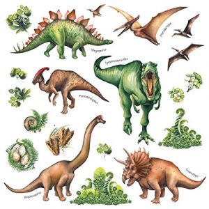 DECOWALL DS-8034 Aquarelle Dinosaure (Ver anglais) (Petit) Autocollants Muraux Mural Stickers Chambre Enfants Garderie Salon wall adhsif maison dcalcomanies (FR DECOWALL, neuf)