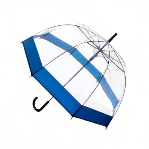 Grand parapluie transparent, imperméable et coupe-vent pour mariage, remise de diplôme et événements en plein air - Poignée automatique, Bordure bleue (VICOPICO, neuf)
