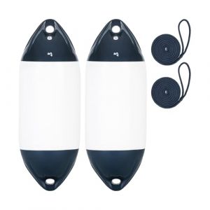 Mesle Pare-Battage Ultra Pack de 2 avec Corde, ø 22 cm | 61 cm Long, Défense de Bateau Yacht Jet-Ski, Bouée Pare Battage cylindrique Gonflable (Mesle Watersports, neuf)
