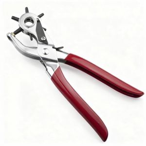 LxsNyvantic Pince trou ceinture cuir,Poign&eacute;e rouge perce trou ceinture,appareil trou ceinture,6 trous pince perforatrice cuir,pour Cuir, Papier,Plastique,Feutre, etc,6 Tailles (2 &agrave; 4,5 mm) (MARANONIX LTD, neuf)