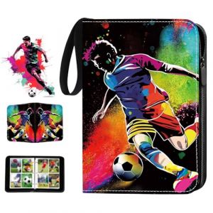 Classeur Carte Football, 50 Pages 400 Cartes Album Carte, Albums pour Cartes à Collectionner, Imperméable Album Porte Cartes Football avec Fermeture Éclair et Poignée (B) (allenstore, neuf)