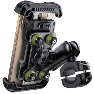 Lamicall Support Téléphone Moto - [Double Anti-Vibration] Bras Extension Métal, Support Téléphone Vélo Antivol, 2 x 360° Pivotant Support pour Guidon, pour iPhone 16 15 et 4,7-6,8" Smartphones, Vert (LA-Malta-Store, neuf)