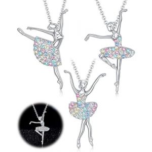 JUKOTA 3 pièce Collier pendentif danseuse ballet filles en zircon,représentation charmante d'une ballerine en tutu,Cadeau de bijoux pour les femmes lors de Noël,d'action de grâce ou d'Halloween (CAR PARTS FOR ALL, neuf)