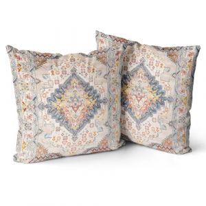 Snylcce boh&egrave;me Fleur Coussin Housse 24x24 Pouces 2pcs boh&egrave;me Vintage Fleur Housse de Coussin Velours Double Face imprim&eacute; d&eacute;coratif taie d'oreiller Salon Chambre canap&eacute; d&eacute;coration de la Maison (Latte) (Sunycler, neuf)