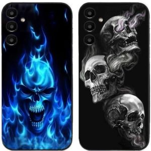 Lot de 2 coques de protection en gel silicone TPU pour Samsung Galaxy A55 5G Motif tête de mort (Mobile_Lover, neuf)
