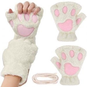 EPFUL Gants Pattes de Chat en Peluche Douce &ndash; Mitaines Chat Dessin Anim&eacute; Sans Doigts, Accessoires D&eacute;guisement Chat pour Quotidien & Cosplay (Blanc) (Momomaris O&Uuml;, neuf)