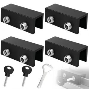 TIANLIN 4 Pi&egrave;ces Verrou Baie Coulissante, Serrure de Fen&ecirc;tre en Aluminium Noir R&eacute;glable, Bloc Porte Coulissante Adapt&eacute;e aux Portes Coulissantes et Fen&ecirc;tres d'une &Eacute;paisseur de 1&ndash;16 mm, Inclut 2 Cl&eacute;s (TIANLINN, neuf)