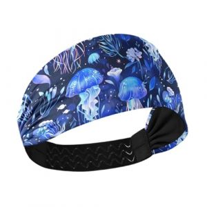 aidingzhi Serre-t&ecirc;te extensible pour femme, motif m&eacute;duse, fleurs, bleu &eacute;lectrique, antid&eacute;rapant, pour la gym, le yoga, le sport, le football (YaoPengL, neuf)