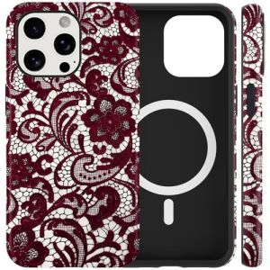 Yoedge Magn&eacute;tique Coque pour iPhone 16 Pro Fleur Housse Dentelle, Aesthetic Rouge Lace Motif Design Valentine Valentinstag pour Fille Femmes &Eacute;tui, Compatible avec MagSafe,Case pour iPhone 16Pro 6,3" (VIP FLAG CENTER, neuf)