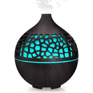 Bigqin Diffuseur d'huiles Essentielles 180ML, Humidificateur Diffuseur Parfum&eacute; Aromath&eacute;rapie Ultrasons USB avec 7 Lumi&egrave;res Couleur LED Diffuseur d'ar&ocirc;me pour Chambre Spa Yoga Bureau, Marron Fonc&eacute; (Bigqin.Europe, neuf)