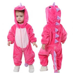 Doladola Combinaison de flanelle pour neutres bébé enfant animaux combinaison pyjama déguisement halloween bébé(2,5-3,5 ans,Dinosaure roses) (Doladola-FR, neuf)